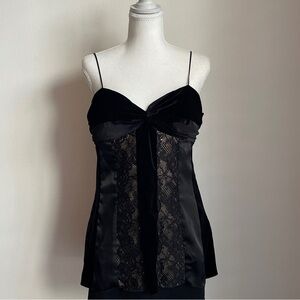 Vintage Cache Bustier Tank Top Whimsigoth Witchy Velvet Lace Burnout Vampy Y2K